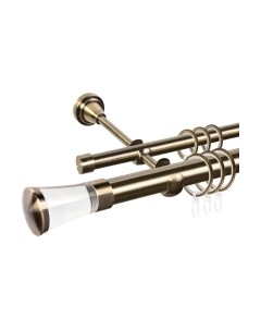 Карниз для штор АС ФОРОС Grace D25Г/16Г составной + наконечники Люксор стекло Ас форос