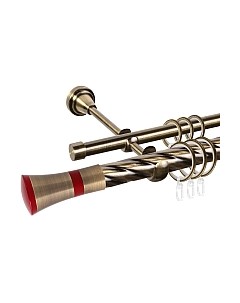 Карниз для штор АС ФОРОС Grace D25К/16Г + наконечники Люксор красный Ас форос