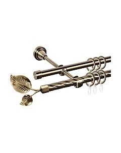 Карниз для штор АС ФОРОС Grace D16K/16Г + наконечники Лист большой Ас форос