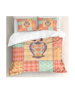 Комплект постельного белья Ambesonne Сова в стиле пэчворк / bls_10821_single