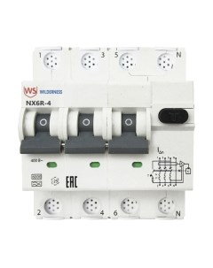 Дифференциальный автомат Wilderness NX6R 3P+N C6 10mA AC 6kA / NX6R-4-006C-010AC