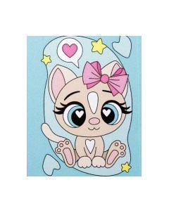 Картина по номерам Школа талантов Кошечка с бантиком / 9071326