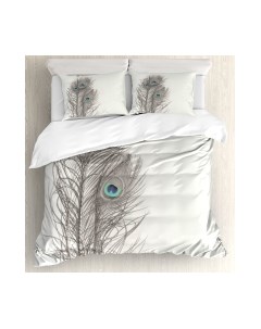 Комплект постельного белья Три пера павлина / bls_3785_euro Ambesonne