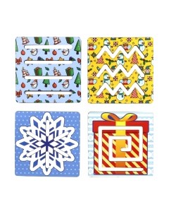 Развивающая игра Линейки-трафареты. Новогоднее ассорти / 148123 Woodland toys