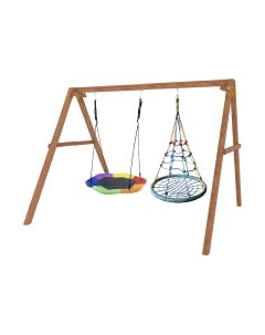 Качели National Tree Company Деревянные с гнездом Гексагон и гнездом с паутинкой / Р911-78 National tree company