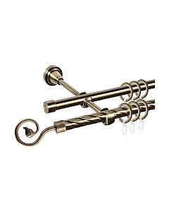 Карниз для штор АС ФОРОС Grace D16K/16Г составной + наконечники Завиток одинарный Ас форос