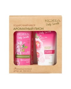 Набор косметики для тела Kora Ароматный пион Увлажнение и упругость Молочко д/тела+Гель д/д