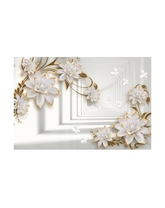 Фотообои листовые ФабрикаФресок 3D Абстракция. Бабочки Цветы и Туннель / 1044270 Фабрикафресок