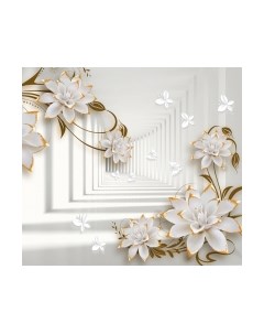 Фотообои листовые ФабрикаФресок 3D Абстракция. Бабочки Цветы и Туннель / 1043270 Фабрикафресок