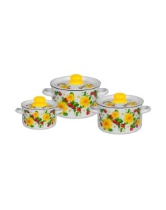 Набор кастрюль СтальЭмаль Земляника / 1с144 Стальэмаль