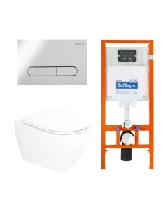 Унитаз подвесной с инсталляцией BelBagno CZR-6601-TH-TOR/CZR2316SC/BB002-80/BB005-PR-CHROME Belbagno