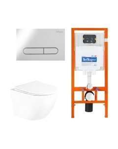 Унитаз подвесной с инсталляцией BelBagno BB3105CHR/SC/BB002-80/BB005-PR-CHROME Belbagno