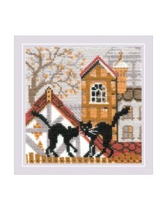 Набор для вышивания Город и кошки, Осень / 613 Риолис