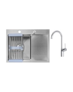 Мойка кухонная со смесителем Saniteco 6550-L + Spike F9S07000