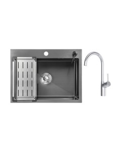 Мойка кухонная со смесителем Saniteco 6045 Nano + Spike F9S07000