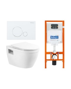 Унитаз подвесной с инсталляцией BelBagno BB070CHR/SC/BB002-80/BB014-SR-BIANCO Belbagno