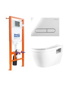 Унитаз подвесной с инсталляцией BelBagno BB070CHR/SC/BB002-80/BB005-PR-CHROME Belbagno