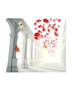 Фотообои листовые ФабрикаФресок 3D Абстракция. Бабочки. Колонны и Розы / 1033270 Фабрикафресок