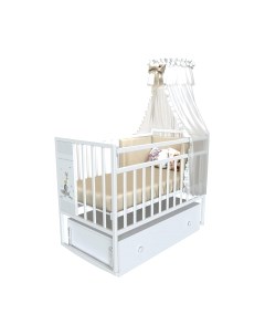 Детская кроватка Mini Loft 3D My Friends маятник с ящиком Vdk