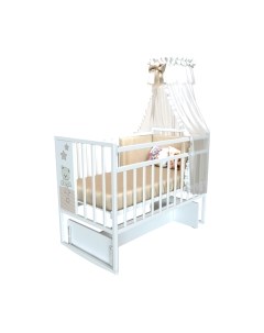 Детская кроватка Mini Loft 3D Star and Bear поперечный маятник Vdk