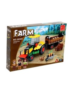 Конструктор Keyixing Ферма. Трактор с телегой 28509 / 9847750