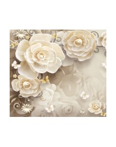 Фотообои листовые ФабрикаФресок 3D Цветы с бабочками / 873270 Фабрикафресок