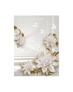 Фотообои листовые ФабрикаФресок 3D Абстракция. Бабочки Цветы и Туннель / 1042270 Фабрикафресок