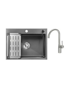 Мойка кухонная со смесителем Saniteco 6045 Nano + Spike F9S07011