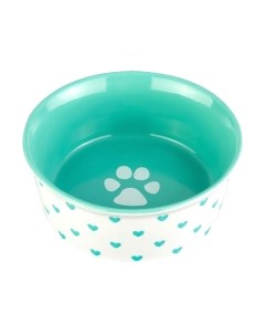 Миска для животных Elan Gallery Лапка на бирюзовом и сердечки / 230207 Elan gallery