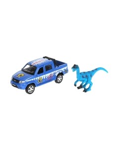 Автомобиль игрушечный Технопарк UAZ Pickup с динозавром / PICKUP-12SNOW-DINO