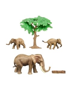 Набор фигурок коллекционных Masai Mara Мир диких животных. Семья слонов / MM211-232 Masai mara