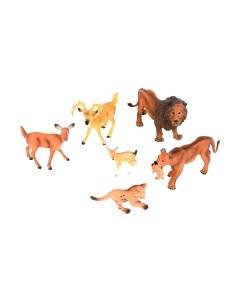Набор фигурок коллекционных Masai Mara Мир диких животных. Семья львов и семья оленей / MM211-285 Masai mara