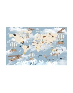 Фотообои листовые ФабрикаФресок Детская карта с животными на английском / 051601 Фабрикафресок