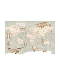 Фотообои листовые ФабрикаФресок Карта детская с самолетами / 044265 Фабрикафресок