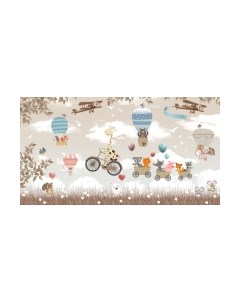 Фотообои листовые ФабрикаФресок Жираф с друзьями на велосипеде / 775270 Фабрикафресок