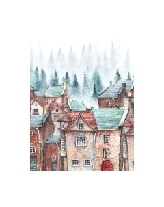 Фотообои листовые ФабрикаФресок Акварельные Домики для детей / 122265 Фабрикафресок