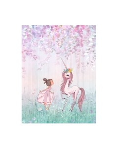 Фотообои листовые ФабрикаФресок Сказка девочка и единорог / 242265 Фабрикафресок