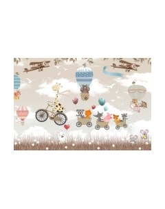 Фотообои листовые ФабрикаФресок Жираф с друзьями на велосипеде / 774270 Фабрикафресок