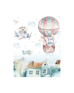 Фотообои листовые ФабрикаФресок Детские Звери над городом / 792270 Фабрикафресок