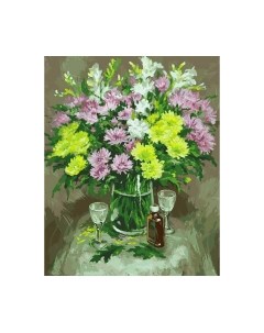 Картина по номерам Осенние хризантемы / 067-АВ Белоснежка