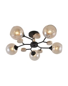 Потолочный светильник Mirastyle MH-1501/5 BK+WOOD