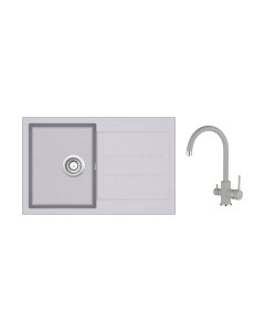 Мойка кухонная со смесителем Tesa SQT101AW + смеситель Sabiaduo 2963 220 Aquasanita