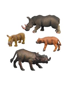 Набор фигурок коллекционных Masai Mara Мир диких животных. Семья буйволов и семья носорогов / MM211-241 Masai mara