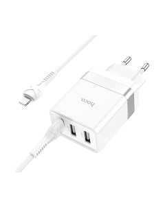 Зарядное устройство сетевое Hoco N21 + кабель Type-C to Lightning