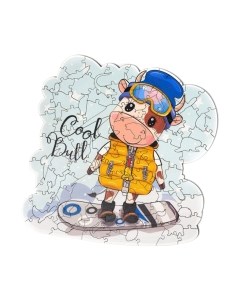 Пазл Бычок на сноуборде / nddpz-01 Wizardi