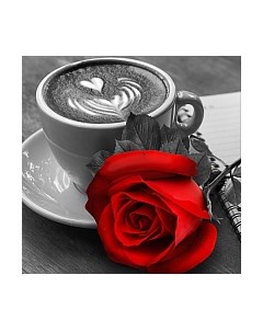 Набор алмазной вышивки Роза и кофе / АЖ-1773 Алмазная живопись