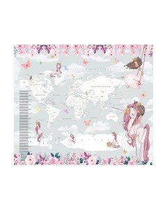 Фотообои листовые Citydecor Princess карта мира с ростомером 16