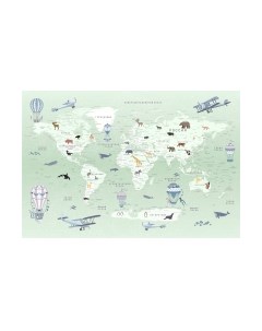 Фотообои листовые Vimala Зеленая карта мира