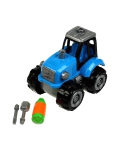 Игрушка-конструктор Город мастеров С отверткой синий трактор / 42011-ZH
