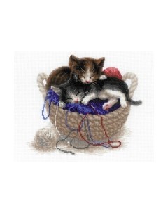 Набор для вышивания Котята в корзине / 1724 Риолис